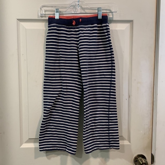 Mini Boden Striped Crop Sweat Pants Blue & White Drawstring Girls Size 8Y - Picture 1 of 8